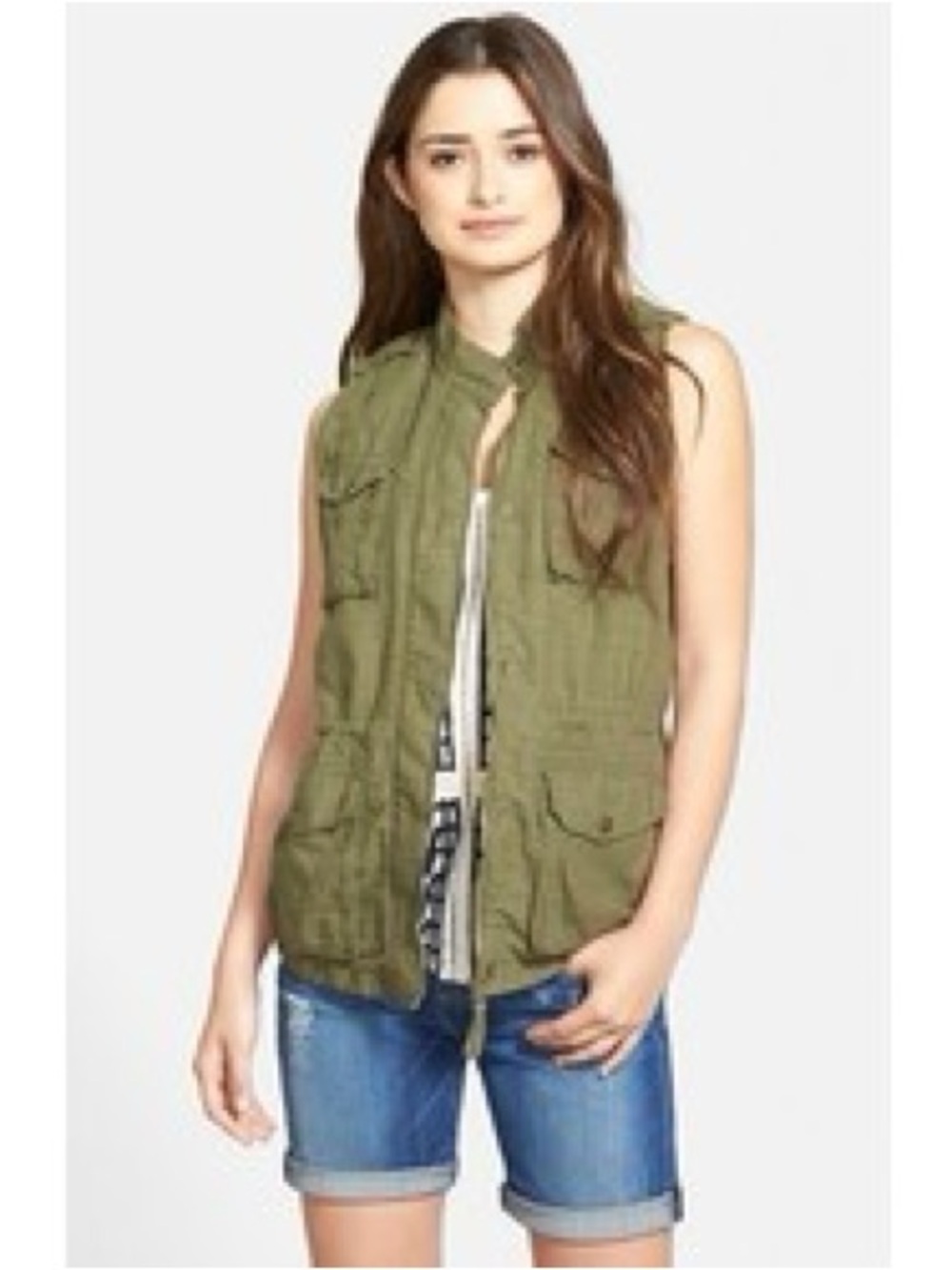 💜 Lucky Brand Military Utility Vest | Olive Green | Size S